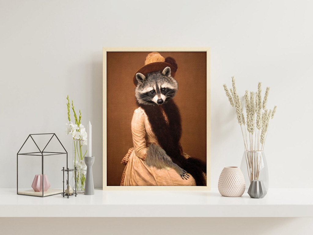 Collage_humanimals_racoon_mockup_frame